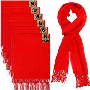 6 Pcs Winter Scarf For Men Women Warm Soft Neck Scarf With Tassel Edge 9493